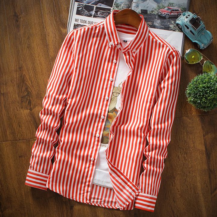 Men's stylish long sleeve shirt with fine stripes Lisslune