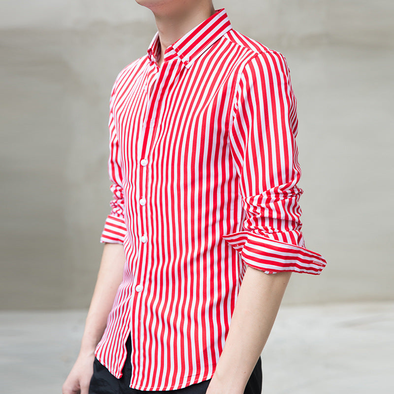 Men's stylish long sleeve shirt with fine stripes Lisslune