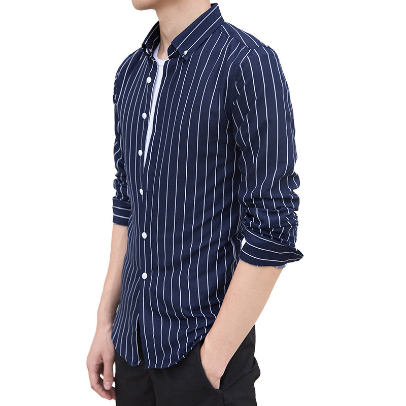 Men's stylish long sleeve shirt with fine stripes Lisslune