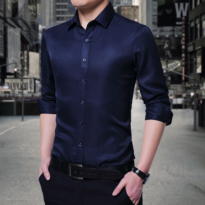 Men's long-sleeve shirt with slim fit and breathable cotton Lisslune