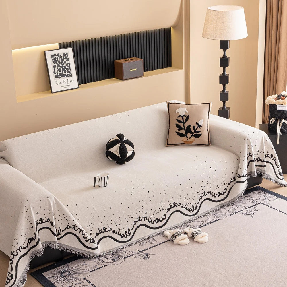 Lisslune | Cursive Glittering Chenille Sofa Cover