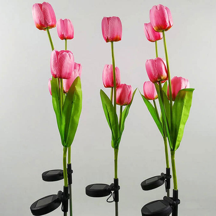 Lisslune | Solar Tulip Lawn Light Outdoor Garden LED Tulip Flower Light Ground Stake Landscape Light