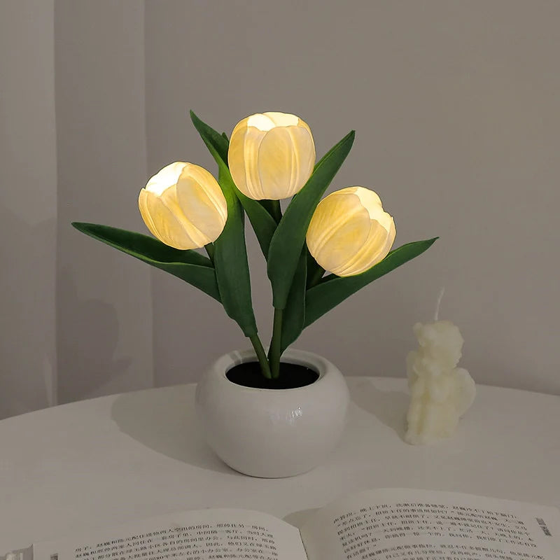 Lisslune | LED Tulip Nightstand Lamp Flower Table Lamp