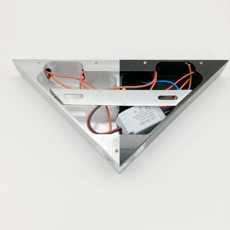 Lisslune | TriLumina Prism LED Wall Light | Creative Pyramid Design | Aluminum & Acrylic | Colored Light Options