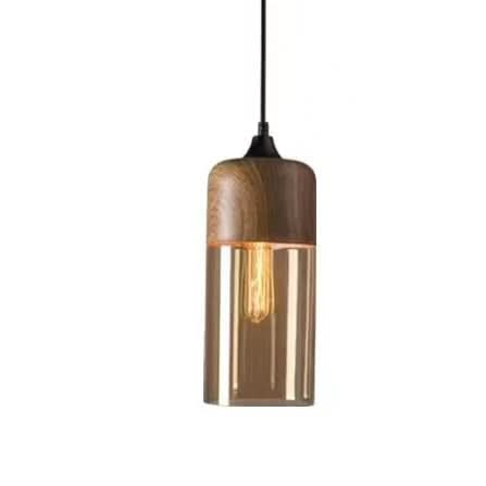 Lisslune | Hand-Blown Glass & Wood Pendant Light Adjustable