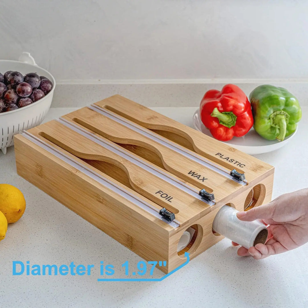 Lisslune | LUNA | Plastic Film Cutter | Minimalist Wall-Mounted Film Cutter | Wood Kitchen Tool