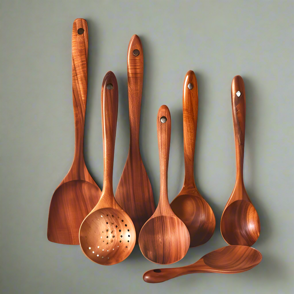 Lisslune | TeakChef Kitchen Set – Sustainable Antibacterial Kitchen Utensils made of Teakwood