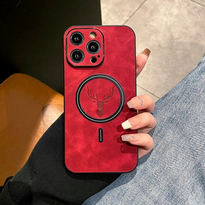 Lisslune | Luxury Deer Leather Apple iPhone Case | Magnetic Phone Case, Wireless Case, MagSafe, Wireless Charging, Protective Case, Cover for iPhone 15, 14, 13 Pro Max Plus