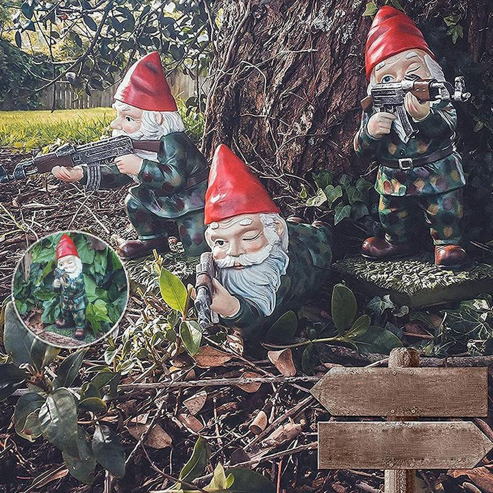 Lisslune | Military Garden Gnome with Camouflage Uniform