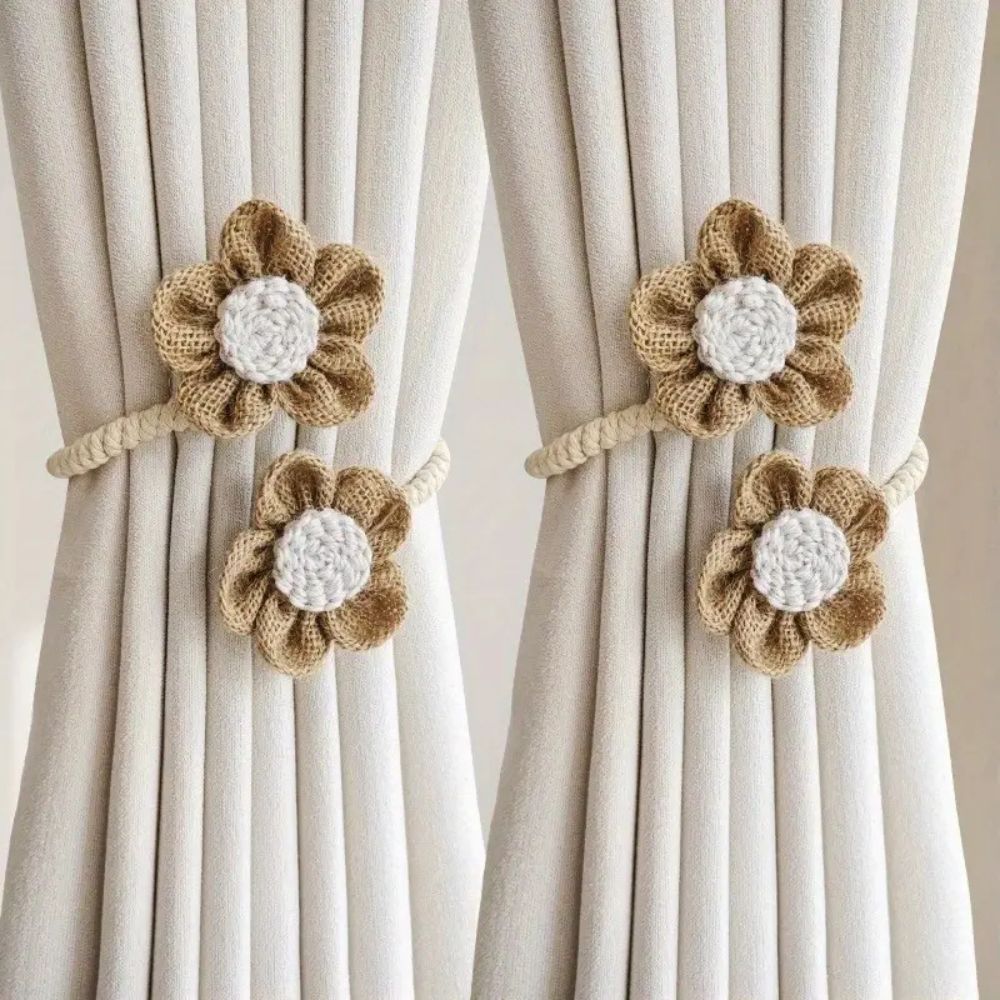 Lisslune | Floral Hemp Curtain Tie Back | 2Pcs Set