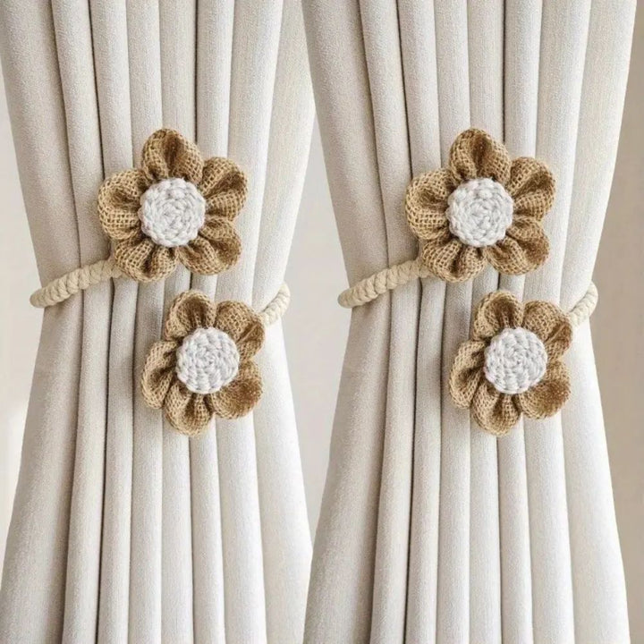 Lisslune | Floral Hemp Curtain Tie Back | 2Pcs Set