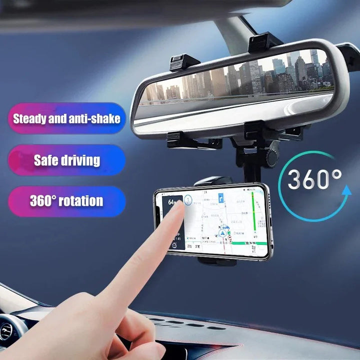 Lisslune | Multifunctional 360° Car Rearview Mirror Phone Holder