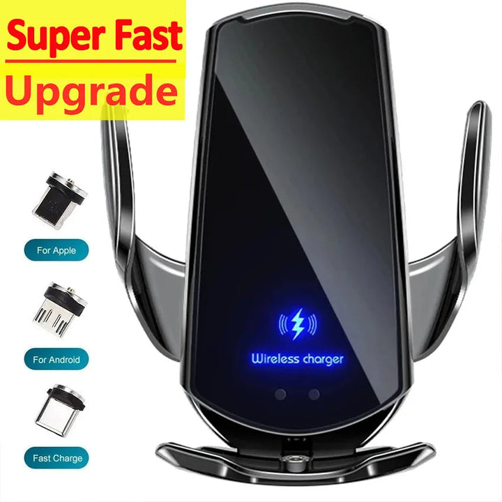 Lisslune | 2-in-1 Wireless Car Charger & Phone Holder Automatic Clamping - Fast Charging Secure Universal Compatibility Adjustable & Practical