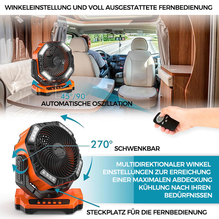 Lisslune | Portable fan for outdoor use with LED light