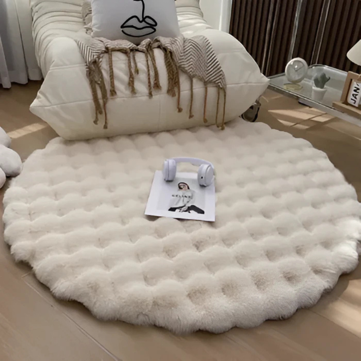 Lisslune | Round Fleece Rug 90x90 cm Soft Anti-Slip