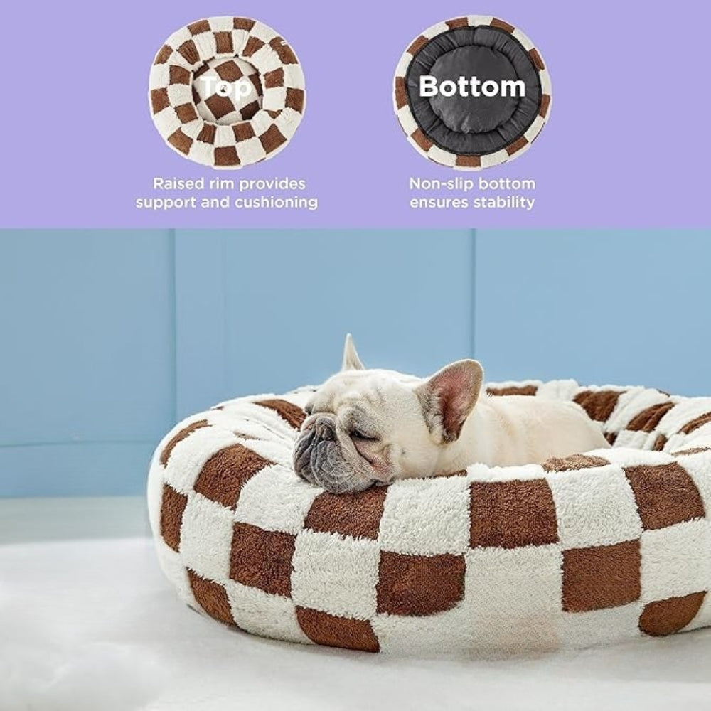 Lisslune | Snuggle Floral Checkerboard Pet Bed
