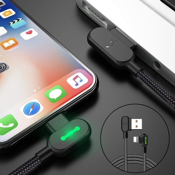 Lisslune | Bequee Lightning-USB charging cable with 90-degree design for iOS and Android
