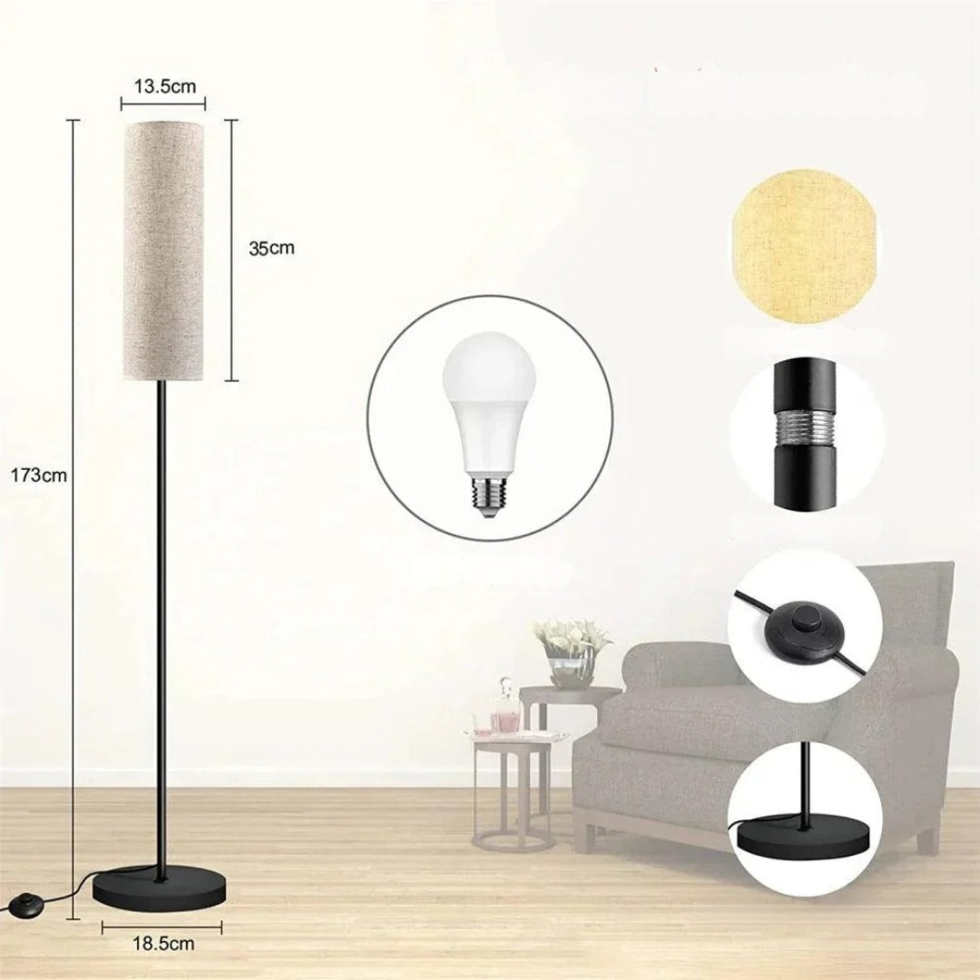 Lisslune | LumiCyl – Modern floor lamp with cylindrical fabric shade