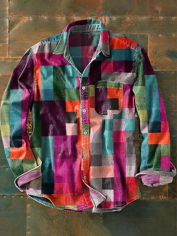 Lisslune | Stylish Colorful Patchwork Button-Down Shirt