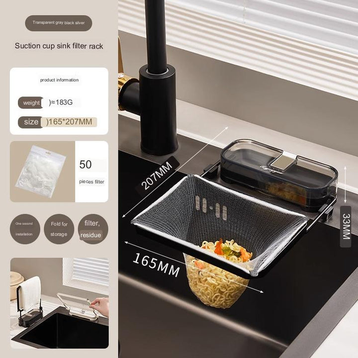 Lisslune | Suction Cup Kitchen Sink Filter Rack
