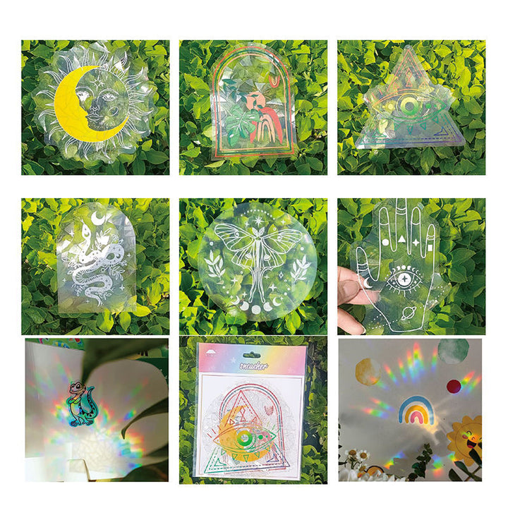 Lisslune | PVC Colorful Adsorption Rainbow Glass Window Stickers, 6 pcs