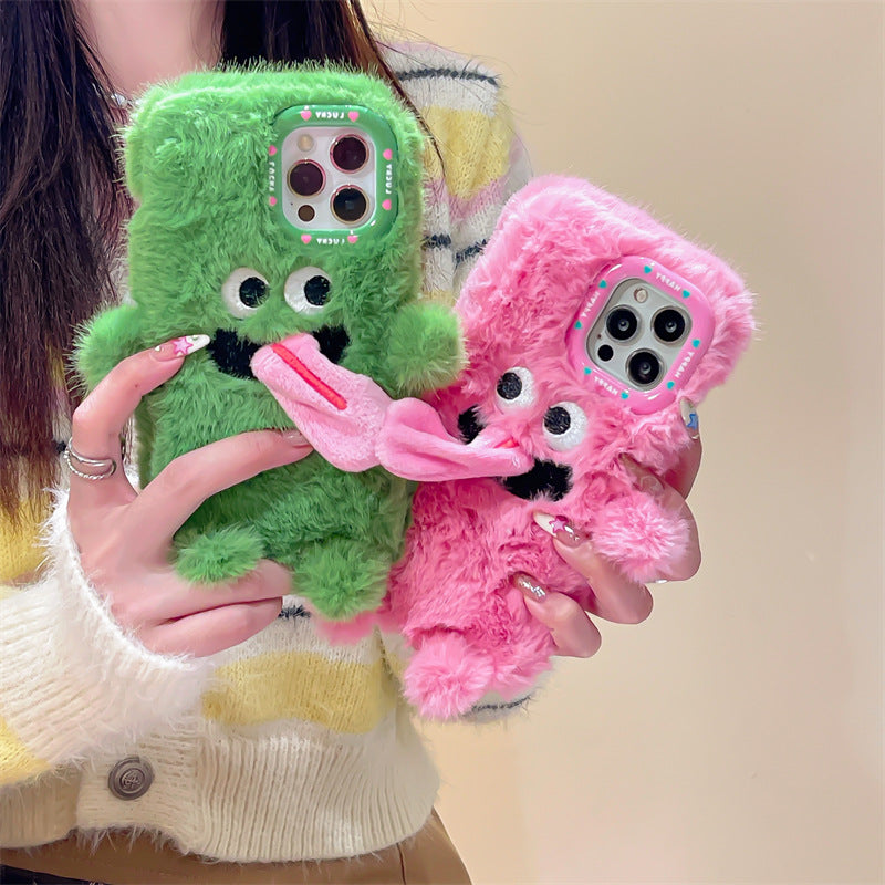 Lisslune | Funny Tongue Sticking Out Plush Phone Case For iPhone