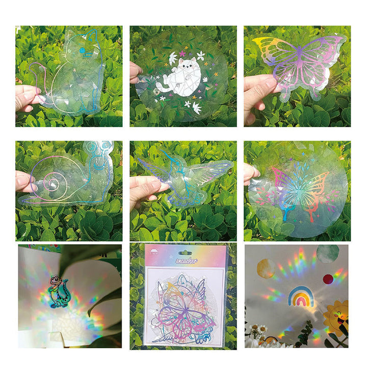 Lisslune | PVC Colorful Adsorption Rainbow Glass Window Stickers, 6 pcs