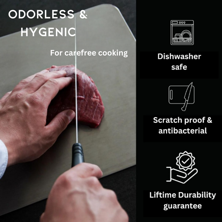 Lisslune | Medical Grade Titanium Cutting Board | Durable, Non-porous Surface for Safe Food Preparation & Kitchen Use
