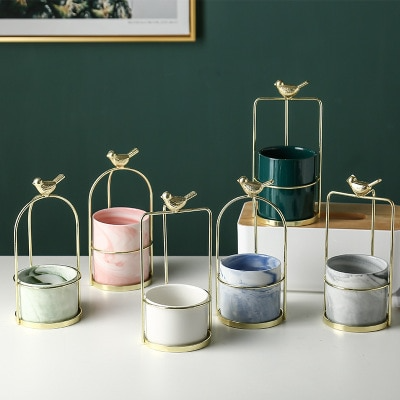 Lisslune | Flower plant pots with bird design for stylish decoration