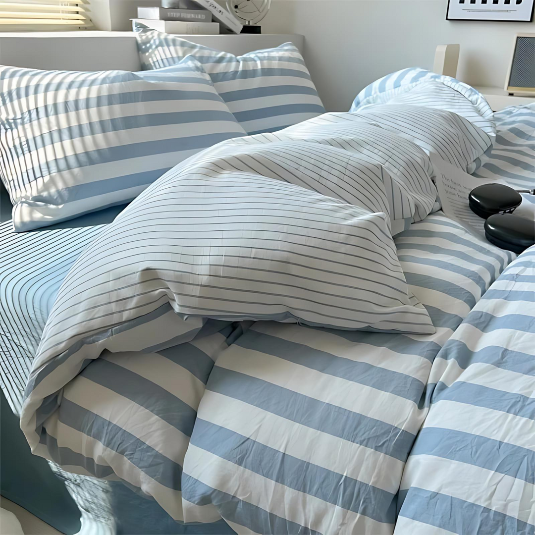 Lisslune | Elenorra Classic Striped Bedding Set 4pcs Duvet Cover Sheet