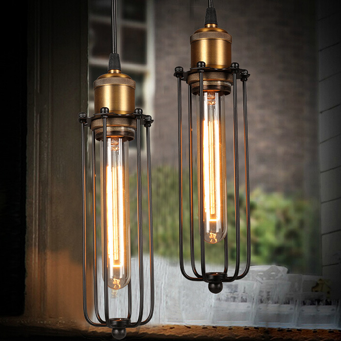 Lisslune | Industrial Pendant Light in Retro Design – Vintage Hanging Lamp with Metal Grid
