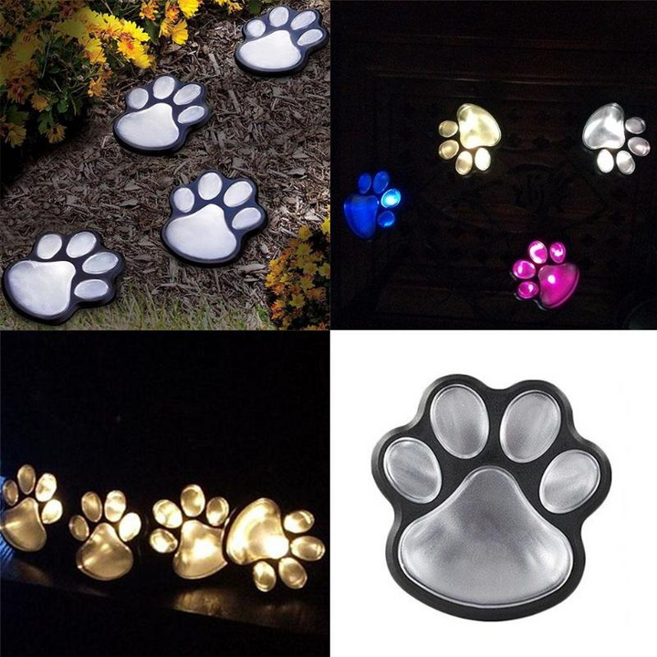Lisslune | Solar lamp in paw print design – LED garden lighting in multicolor for outdoor use
