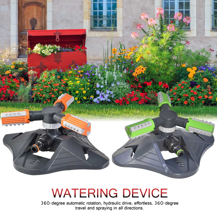 Lisslune | Rotatable Garden Sprinkler with 3 Nozzles – Efficient Watering Sprinkler for Lawns and Gardens
