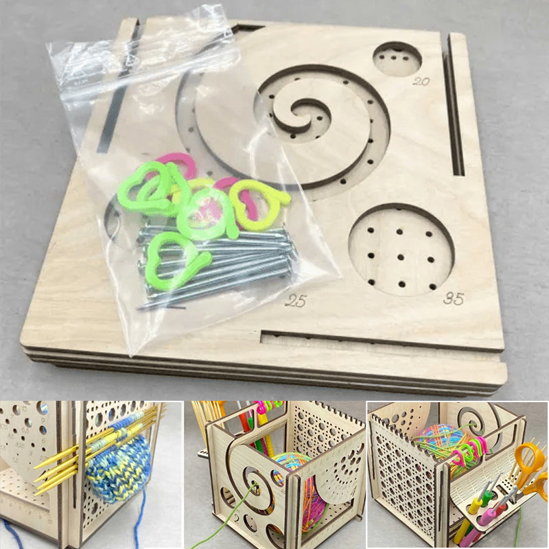 Lisslune | All-in-one wood yarn bowl - Multifunctional knitting tool