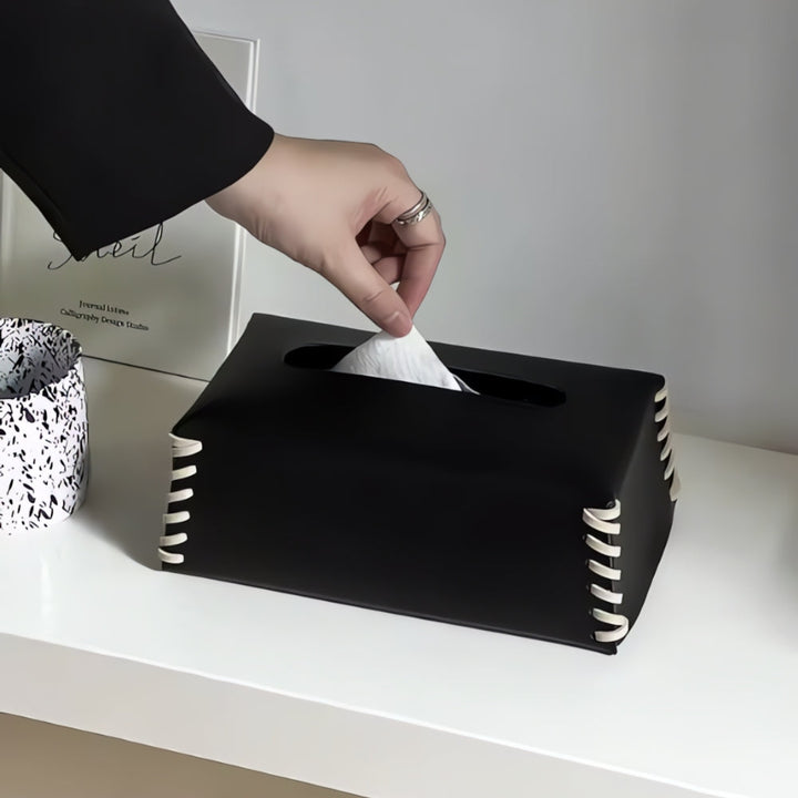 Lisslune | Stitched Leather Tissue Box Holder
