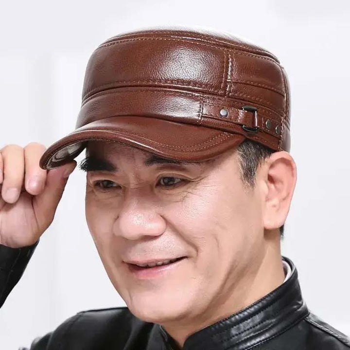 Lisslune | New winter hat for men with lambskin ear protection flat visor