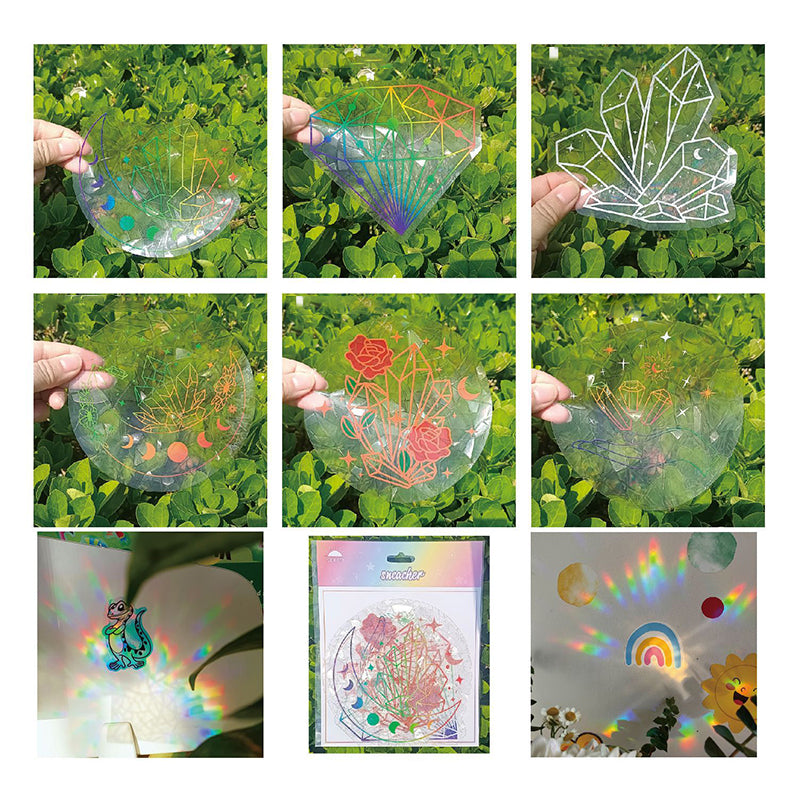 Lisslune | PVC Colorful Adsorption Rainbow Glass Window Stickers, 6 pcs
