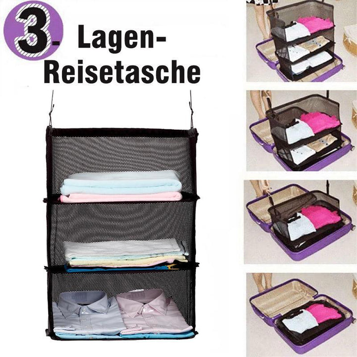 Lisslune | 3-Layers Foldable Shelf Bag Multifunctional Thick Hook Travel Wardrobe Bag Storage Shelves