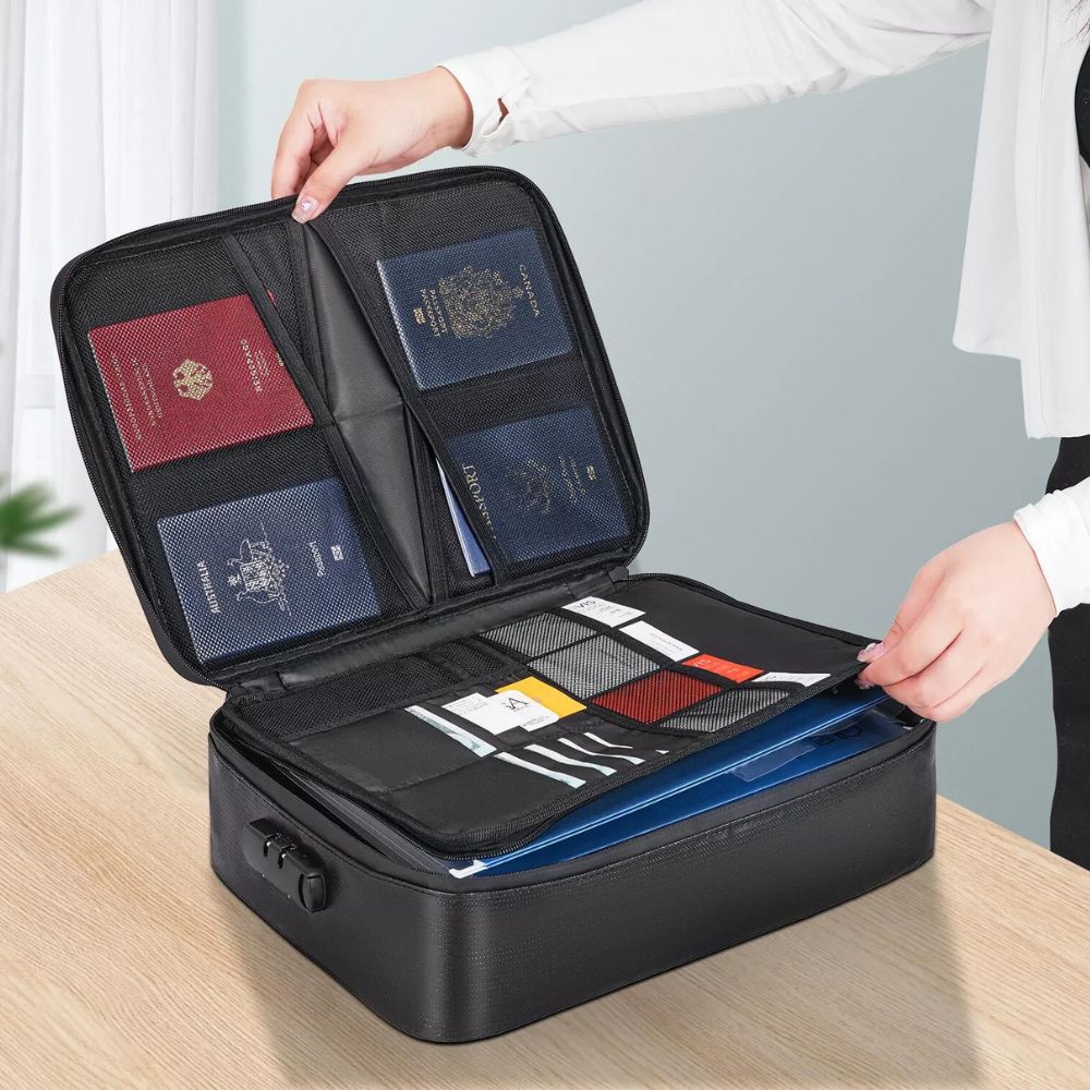Lisslune | Waterproof Fireproof Document and Cash Safe Bag with Secure Lock