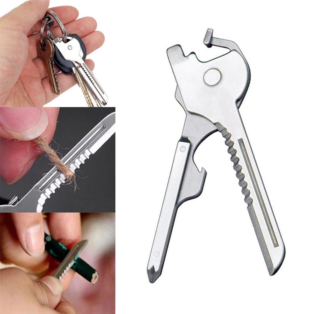 Lisslune | 6-in-1 key ring multifunctional tool mini multitool keychain pocket stainless steel foldable Swiss Tech simple bottle opener keychain