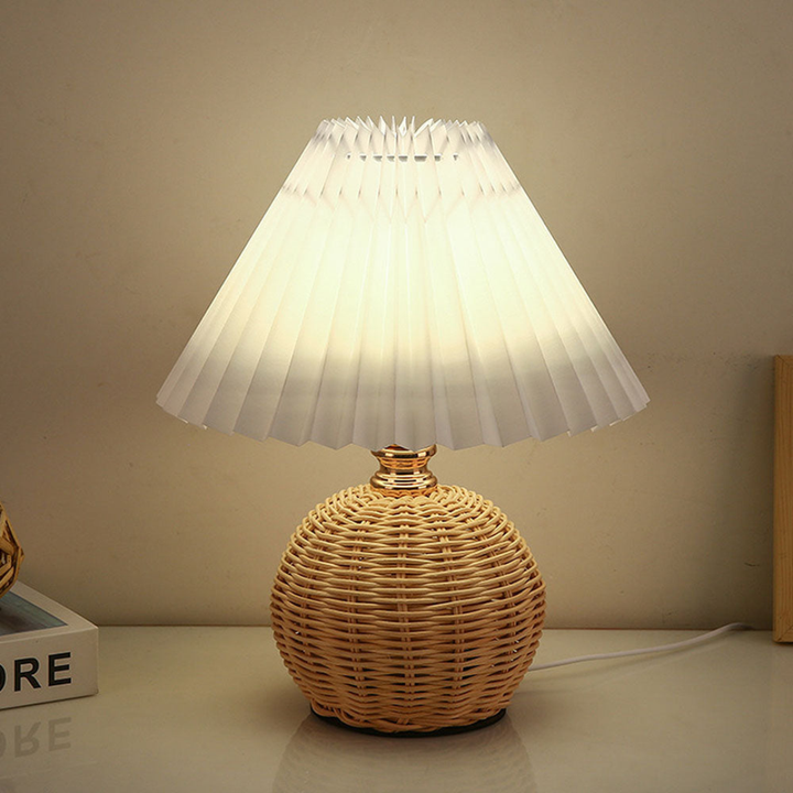 Lisslune | Modern Table Lamp with White Pleated Shade