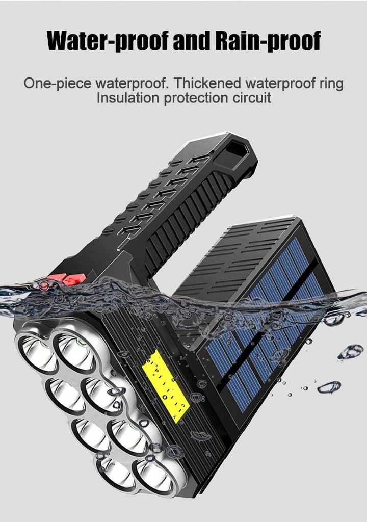 Lisslune | Solar LED Flashlight – Waterproof, powerful handheld spotlight with lithium battery