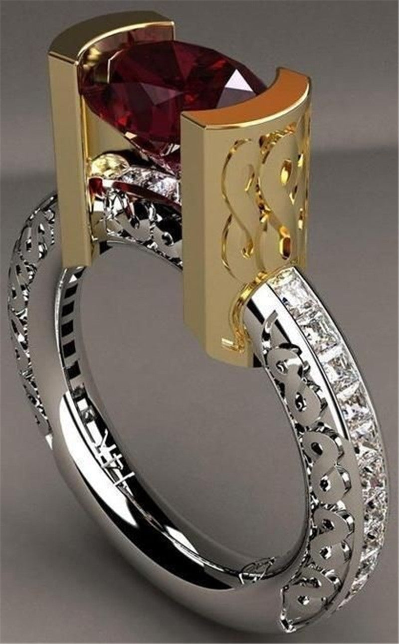 Lisslune | Fashion New Ring With Red Stones For Women Vintage Crystal Zircon Rings