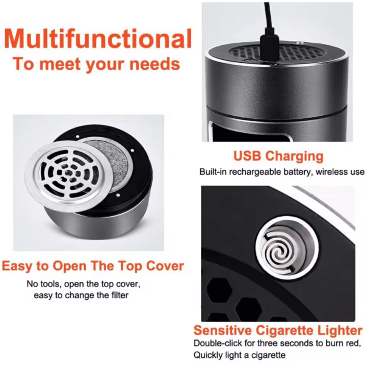 Lisslune | Portable Smokeless Ashtray with HEPA Filter & USB Battery