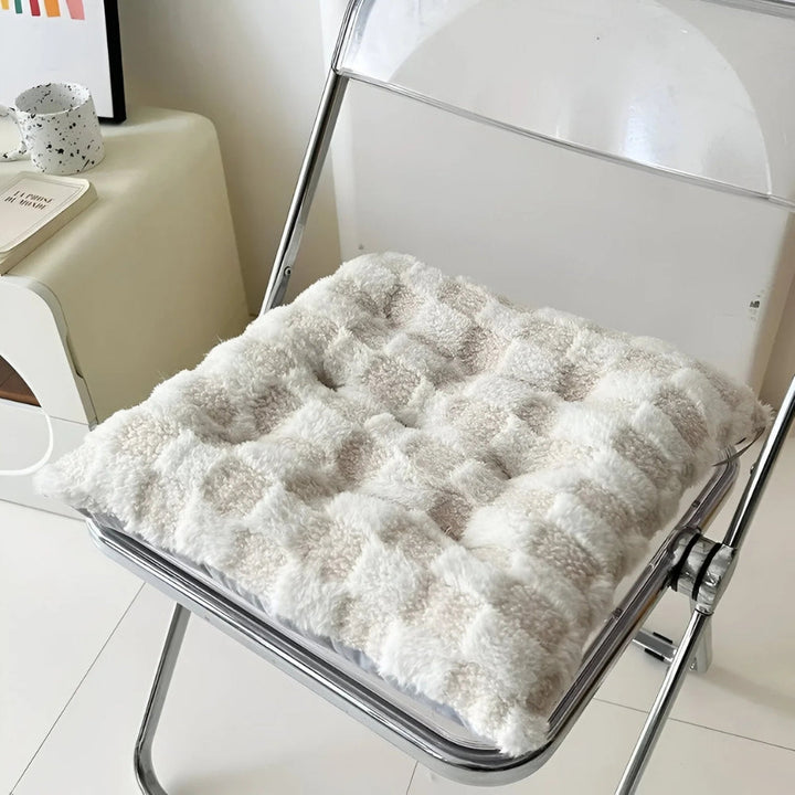 Lisslune | Fuzzy Checkered Fur Padded Cushion