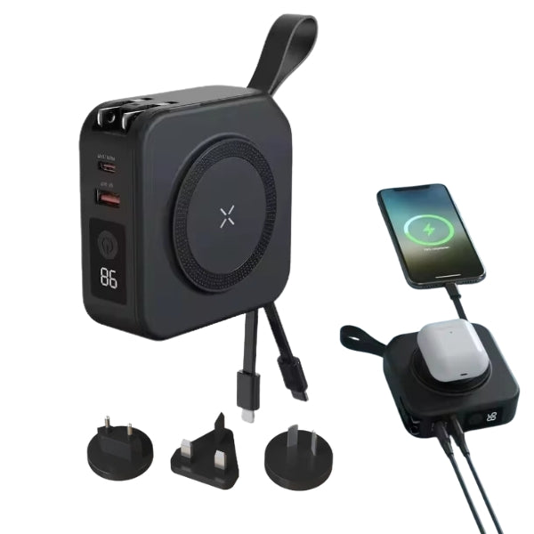 Lisslune | 5-in-1 Wall Charger with Wireless Charging Pad and Power Bank - All-in-One Charging Solution