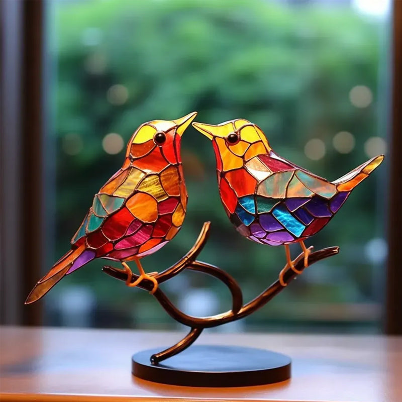 Lisslune | Birds on Branches Stained Glass Ornaments