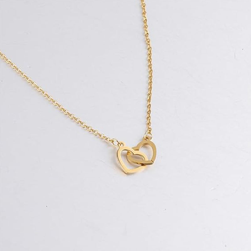 Lisslune | Two Hearts Necklace with Rotating Rose Gift Box