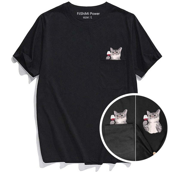 Lisslune | Pockets Middle Finger Cat T-Shirt
