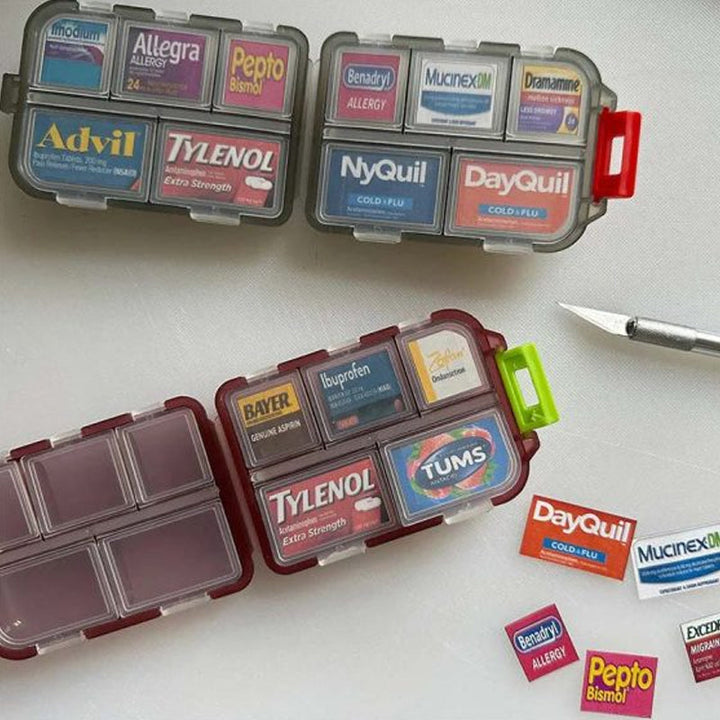 Lisslune | Travel Pill Organizer Box (161 Labels for Customization)